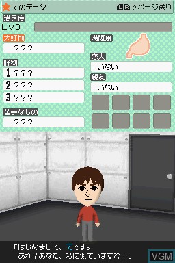 In-game screen of the game Tomodachi Collection on Nintendo DS