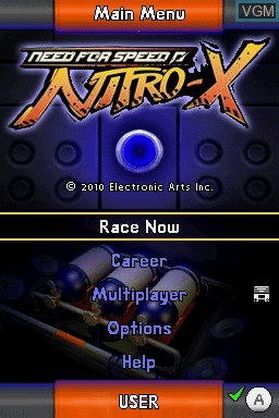 Title screen of the game Need for Speed - Nitro-X on Nintendo DSi