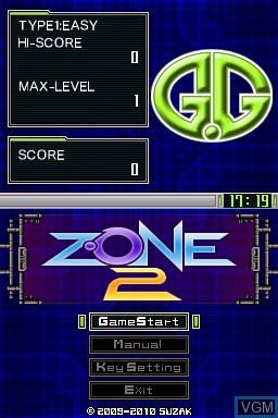 Title screen of the game G.G Series - Z-One 2 on Nintendo DSi