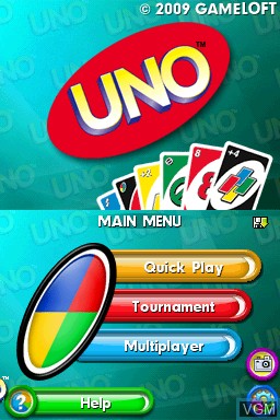 Menu screen of the game Uno on Nintendo DSi