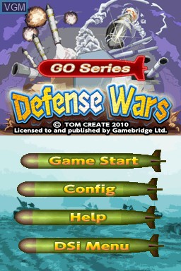 Menu screen of the game GO Series - Defense Wars on Nintendo DSi