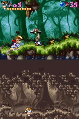 In-game screen of the game Rayman on Nintendo DSi