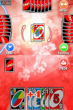 In-game screen of the game Uno on Nintendo DSi