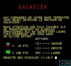 Title screen of the game Galaxion on Tangerine Computer Systems Oric