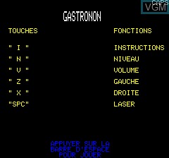 Title screen of the game Gastronon on Tangerine Computer Systems Oric