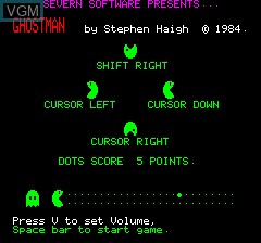 Title screen of the game Ghostman on Tangerine Computer Systems Oric