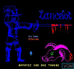 Title screen of the game Lancelot on Tangerine Computer Systems Oric