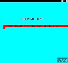 Title screen of the game Leopard Lord on Tangerine Computer Systems Oric