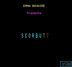 Title screen of the game Scorbutt on Tangerine Computer Systems Oric