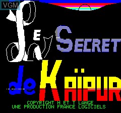 Title screen of the game Secret of Kaipur on Tangerine Computer Systems Oric