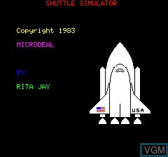 Title screen of the game Shuttle Simulator on Tangerine Computer Systems Oric