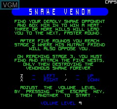 Title screen of the game Snake Venom on Tangerine Computer Systems Oric