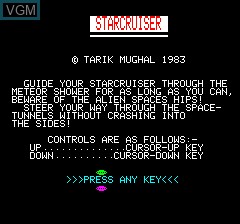 Title screen of the game Starcruiser on Tangerine Computer Systems Oric