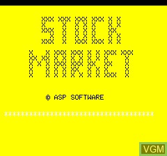 Title screen of the game Stockmarket on Tangerine Computer Systems Oric