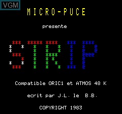 Title screen of the game Strip 21 on Tangerine Computer Systems Oric