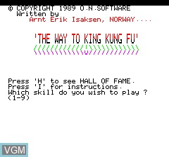 Title screen of the game Way To King Kung Fu on Tangerine Computer Systems Oric
