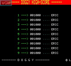 Menu screen of the game Doggy on Tangerine Computer Systems Oric