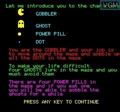 Menu screen of the game Ghost Gobbler on Tangerine Computer Systems Oric