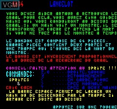 Menu screen of the game Lancelot on Tangerine Computer Systems Oric