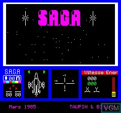 Menu screen of the game Saga on Tangerine Computer Systems Oric