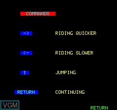 Menu screen of the game Show-Jumping on Tangerine Computer Systems Oric