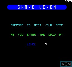 Menu screen of the game Snake Venom on Tangerine Computer Systems Oric