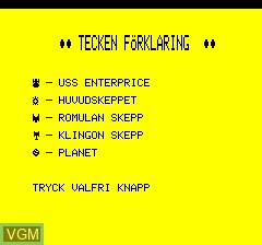 Menu screen of the game Star Trek on Tangerine Computer Systems Oric