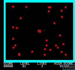 In-game screen of the game Attack of The Cybermen on Tangerine Computer Systems Oric