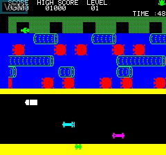 In-game screen of the game Green Cross Toad on Tangerine Computer Systems Oric