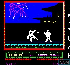 In-game screen of the game Karate on Tangerine Computer Systems Oric