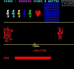 In-game screen of the game Lancelot on Tangerine Computer Systems Oric