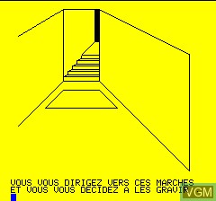 In-game screen of the game Secret of Pharaons on Tangerine Computer Systems Oric