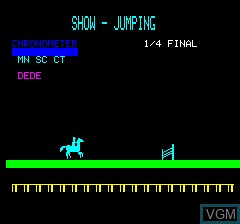 In-game screen of the game Show-Jumping on Tangerine Computer Systems Oric