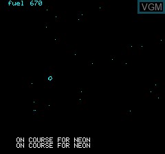 In-game screen of the game Space Crystal on Tangerine Computer Systems Oric
