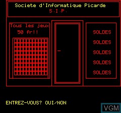 In-game screen of the game Suite Et Fin De Sip Et Sip on Tangerine Computer Systems Oric
