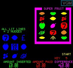In-game screen of the game Super Fruit on Tangerine Computer Systems Oric