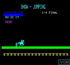 In-game screen of the game Show-Jumping on Tangerine Computer Systems Oric