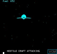 In-game screen of the game Space Crystal on Tangerine Computer Systems Oric