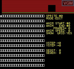 In-game screen of the game Sprite Editor 2 by Twilighte on Tangerine Computer Systems Oric