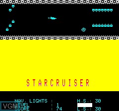 In-game screen of the game Starcruiser on Tangerine Computer Systems Oric