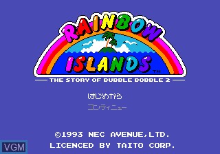 Title screen of the game Rainbow Islands on NEC PC Engine CD