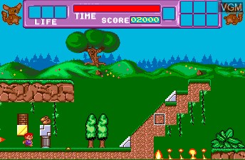 In-game screen of the game Builderland on NEC PC Engine CD