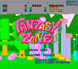 Title screen of the game Fantasy Zone on NEC PC Engine
