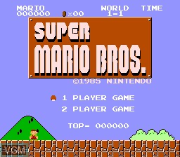 Title screen of the game Super Mario Bros on NEC PC Engine