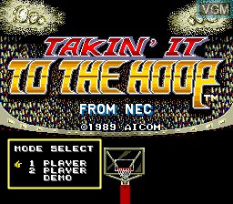 Title screen of the game Takin' It to the Hoop on NEC PC Engine