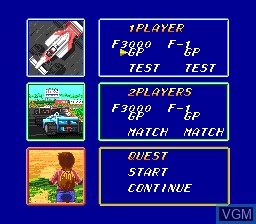 Menu screen of the game Final Lap Twin on NEC PC Engine