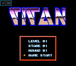 Menu screen of the game Titan on NEC PC Engine
