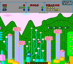 In-game screen of the game Fantasy Zone on NEC PC Engine