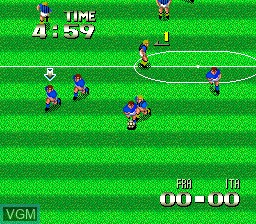 In-game screen of the game Formation Soccer - Human Cup '90 on NEC PC Engine