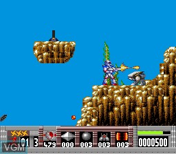 In-game screen of the game Turrican on NEC PC Engine